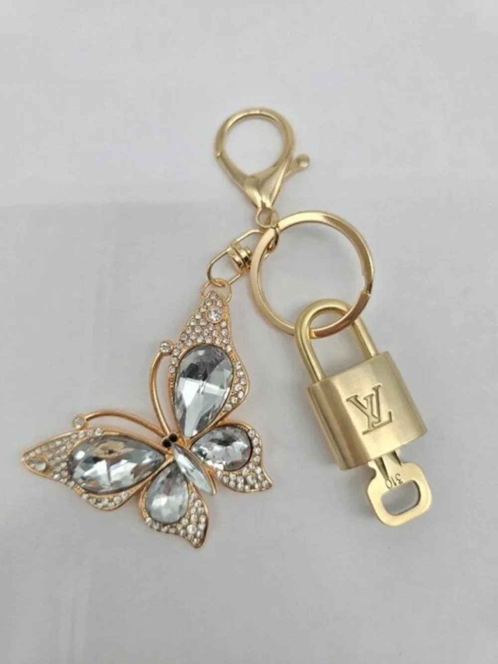 Louis Vuitton Gold Lock 🔑 Authentic LV Padlock + Unbranded Butterfly Bag Charm